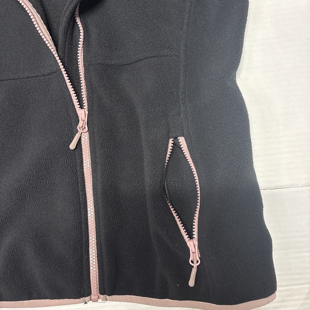 Reebok Girls Black Full Zip Fleece Hoodie Jacket Pink Trim L 14/16 - Picture 5 of 10